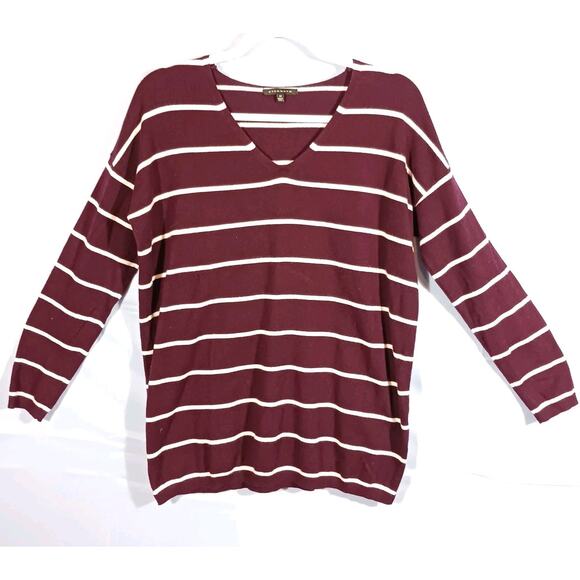 Staccato Women's Medium Lightweight Striped Sweater Maroon Soft - Picture 1 of 5